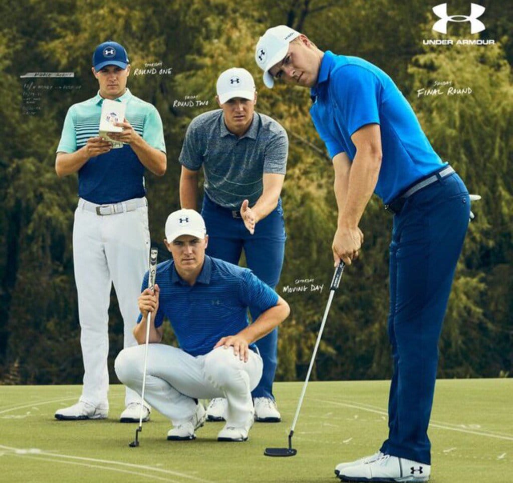 Jordan Spieth on the green, with tappable objects highlighted